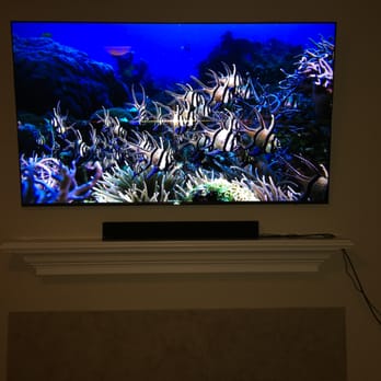 Professional TV Mounting - Amazing! NOTE: The sound bar and wires were added after the install. Billy said he'd come out to hide them when I told him I got a sound bar - Home Theatre Installation Near Me - Austin, Texas