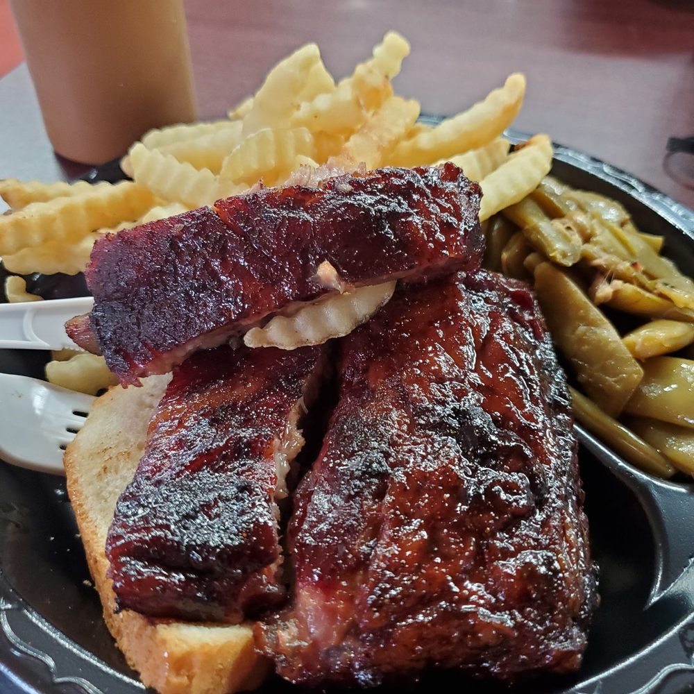 G’s BBQ - Pork Ribs, fries, green beans. - Barbeque Near Me - Starke, Florida G’s BBQ - Pork Ribs, fries, green beans. - Barbeque Near Me - Starke, Florida