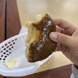 a half eaten donut