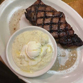 Texas Roadhouse - New York strip traditional cut and mashed potatoes with butter. - Steakhouses Near Me - Teterboro, New Jersey Texas Roadhouse - New York strip traditional cut and mashed potatoes with butter. - Steakhouses Near Me - Teterboro, New Jersey