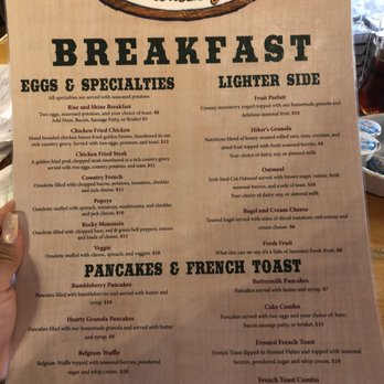 Porter's - Breakfast menu! Anything is free + drink if you're a guest at bumbleberry inn! - Salad Near Me - Springdale, Utah