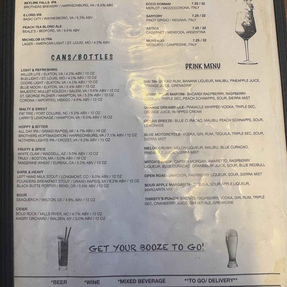 Thirsty’s Burgers - Menu 7/3/26 - Burgers Near Me - Elkton, Virginia Thirsty’s Burgers - Menu 7/3/26 - Burgers Near Me - Elkton, Virginia