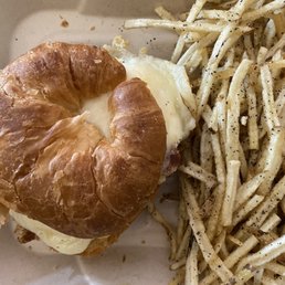 Breakfast Sandwich and Rat Tail Fries