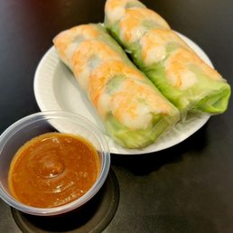 Shrimp spring rolls.