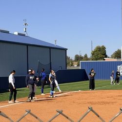 Rose State College Softball Field - Girls warming up