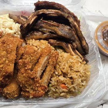 Be Wok & Hawaiian BBQ - 1/2 and 1/2 Combination Chicken Katsu and BBQ Short Ribs w/ fried rice and macaroni salad - Hawaiian Near Me - Campbell, California Be Wok & Hawaiian BBQ - 1/2 and 1/2 Combination Chicken Katsu and BBQ Short Ribs w/ fried rice and macaroni salad - Hawaiian Near Me - Campbell, California