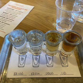 Heritage Distilling Co. Gig Harbor - Heritage Signature Flight: Elk Rider Vodka, Elk Rider Gin, Dual Barrel Orange Bourbon, Cocoa Bomb Chocolate Whiskey - Distilleries Near Me - Gig Harbor, Washington Heritage Distilling Co. Gig Harbor - Heritage Signature Flight: Elk Rider Vodka, Elk Rider Gin, Dual Barrel Orange Bourbon, Cocoa Bomb Chocolate Whiskey - Distilleries Near Me - Gig Harbor, Washington