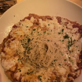 The Cheesecake Factory - chicken parmesan pizza style with buttered pasta - American Near Me - Oxnard, California