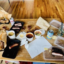 Green Street Smoked Meats - Chopped Brisket Hot Link Pork Ribs smoked turkey Elote Style Corn Baked Beans