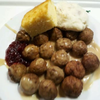 IKEA - Swedish meatballs with smash potatoes, cornbread,  and cranberry sauce - Furniture Stores Near Me - Elizabeth, New Jersey