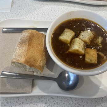 Panera Bread - French onion soup cup with baguette. $7+ - Salad Near Me - Bellingham, Washington Panera Bread - French onion soup cup with baguette. $7+ - Salad Near Me - Bellingham, Washington