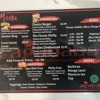 Agababa - Menu - Mediterranean Near Me - Cypress, Texas