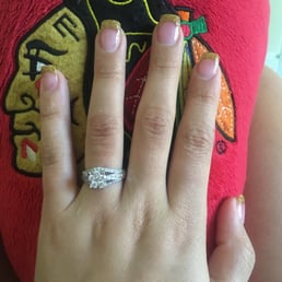 Pink and white with gold powder instead of the white! Raymond did an amazing job!!! Pink and white with gold powder instead of the white! Raymond did an amazing job!!!