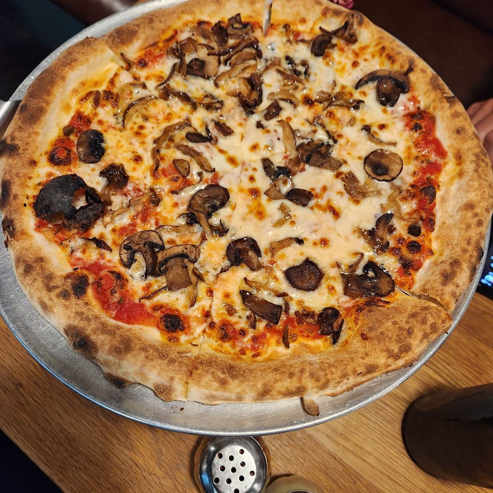 Coastal Crust - Cheese pizza with mushrooms. 14" with 6 slices. - Bars Near Me - Charleston, South Carolina Coastal Crust - Cheese pizza with mushrooms. 14" with 6 slices. - Bars Near Me - Charleston, South Carolina