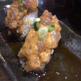 Blue Sushi Sake Grill - Crispy Rice Cake* (comes with 4 but we ate two before I could take a photo) - Sushi Bars Near Me - Denver, Colorado Blue Sushi Sake Grill - Crispy Rice Cake* (comes with 4 but we ate two before I could take a photo) - Sushi Bars Near Me - Denver, Colorado