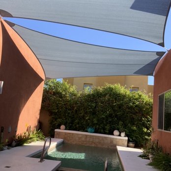 Shade Sails - Got Shade Now - Longer view of the Got Shade Sail over our courtyard and pool area. - Shades & Blinds Near Me - Woodland Hills, California Shade Sails - Got Shade Now - Longer view of the Got Shade Sail over our courtyard and pool area. - Shades & Blinds Near Me - Woodland Hills, California