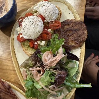 Forecast Coffee - Avocado toast with green salad and side of sausage - Coffee & Tea Near Me - Whistler, British Columbia