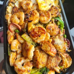 Khan Mongolian Grill - Look at the perfection! Made to order. Items packed by me!
