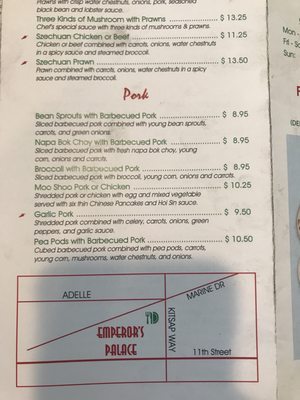Menu photo 1 Emperor's Palace Bremerton, WA