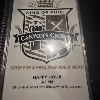 The Canyon's Crown - Menu - Pubs Near Me - Tucson, Arizona