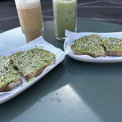 Avocado toast and a vanilla latte