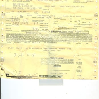 Robertson’s Ready Mix - This is the original ticket. - Masonry/Concrete Near Me - Corona, California