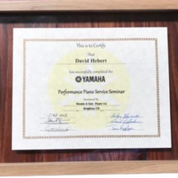 Hebert Piano Services - Yamaha Service Training Certificate - Piano Services Near Me - Westminster, Colorado Hebert Piano Services - Yamaha Service Training Certificate - Piano Services Near Me - Westminster, Colorado