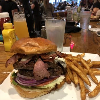 Brick and Porter - The "Meat Wagon" burger with an extra patty. - Pubs Near Me - Grand Rapids, Michigan