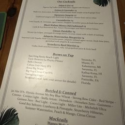 Cocktail menu Cocktail menu