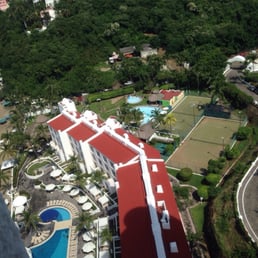 Looking down on hotel grounds