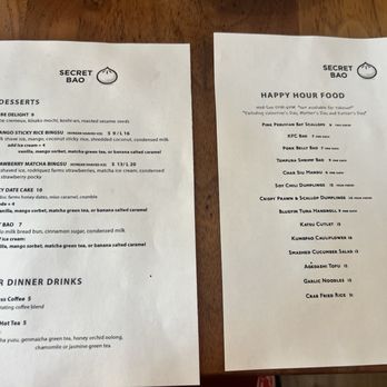 Secret Bao - Dessert menu & Happy Hour Menu - Asian Fusion Near Me - Santa Barbara, California