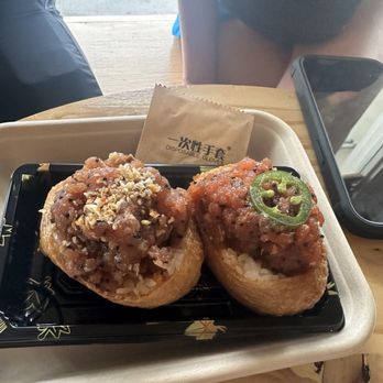 Rice Theory - Garlic Ponzu Tuna and Spicy Tuna Inari - Japanese Near Me - Sacramento, California Rice Theory - Garlic Ponzu Tuna and Spicy Tuna Inari - Japanese Near Me - Sacramento, California