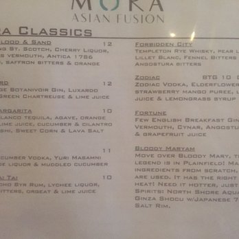 Mora Asian Fusion - Just one of many pages of cocktails! - Sushi Bars Near Me - Plainfield, Illinois Mora Asian Fusion - Just one of many pages of cocktails! - Sushi Bars Near Me - Plainfield, Illinois