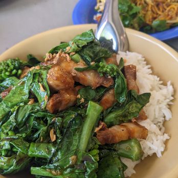 Potluck Hawker Eatery - Pork belly and gailan rice bowl - Indonesian Near Me - Vancouver, British Columbia