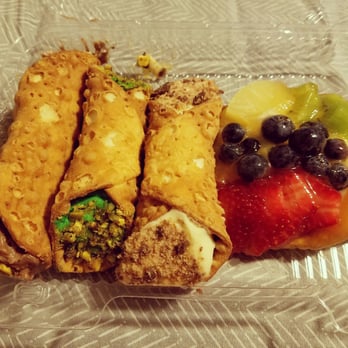 Bova's Bakery - Nutella, pistachio, and creme brulee cannoli and fruit tart.  Ah-mazing - Bakeries Near Me - Boston, Massachusetts