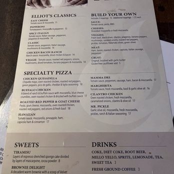 Elliot's Wood Fired Kitchen & Tap - Pizza Menu - Pizza Near Me - Pataskala, Ohio