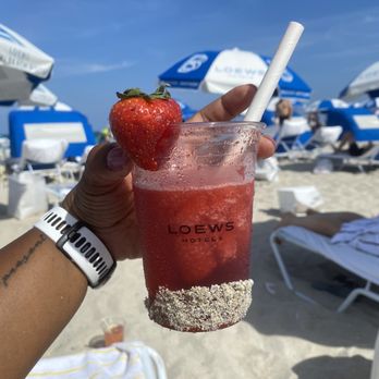 Boucher Brothers - A frozen raspberry daiquiri. I sat it in the sand.  my server Sonya was amazing! - Beaches Near Me - Miami Beach, Florida