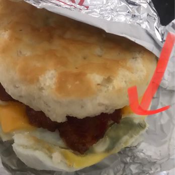 Wendy's - Bacon egg and cheese biscuit with some green substance on it - Fast Food Near Me - Gilbert, Arizona