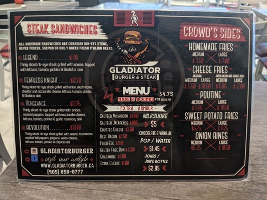 Menu photo 4 Gladiator Burger & Steak Mississauga, ON Menu photo 4 Gladiator Burger & Steak Mississauga, ON