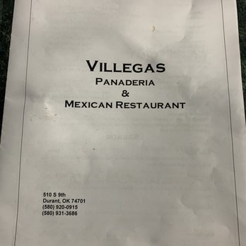 Villegas Mexican Restaurant - Menu Cover Page - Mexican Near Me - Durant, Oklahoma Villegas Mexican Restaurant - Menu Cover Page - Mexican Near Me - Durant, Oklahoma