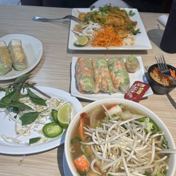 Pho Rex - Pad Thai, Shrimp and Tofu Spring Rolls and regular sized Seafood pho. - Vietnamese Near Me - Corona, California Pho Rex - Pad Thai, Shrimp and Tofu Spring Rolls and regular sized Seafood pho. - Vietnamese Near Me - Corona, California