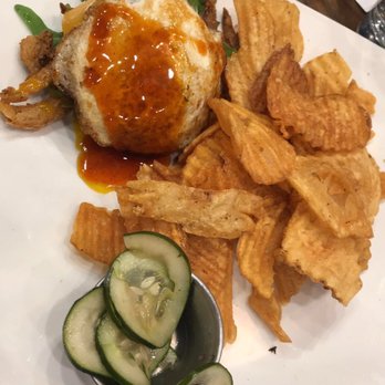 44 Mills Kitchen + Tap - My burger entree! Kettle chips were so good with a bit of sweet taste on a few of the chips! Yummmy! - New American Near Me - Concord, North Carolina