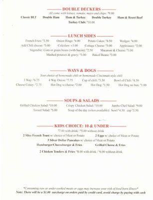 Menu photo 8 State Line Restaurant Greendale, IN