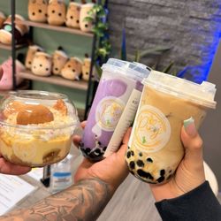 Pixy Boba - Banana Pudding taro smoothie with boba golden milk tea with boba