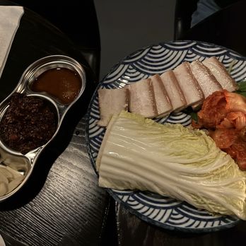 Temple Records - Pork belly cabbage wraps with garlic, sesame oil - Sushi Bars Near Me - Boston, Massachusetts
