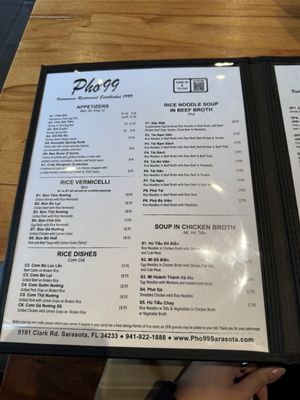 Menu photo 1 Pho 99 Sarasota, FL