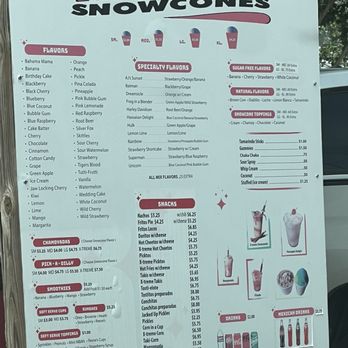 AJ's Snowcones - Menu - Shaved Ice Near Me - Pearland, Texas AJ's Snowcones - Menu - Shaved Ice Near Me - Pearland, Texas