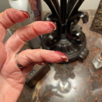 Upscale Nail Spa - thick and no polish on the sides. - Nail Salons Near Me - Haslet, Texas
