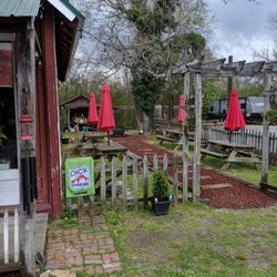 Big Creek Winery Tasting Room - Umbrellas for shade on a sunny day