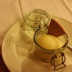 Gasthaus zum Rebstock - The most refreshing dessert ever.  Williams pear sorbet and a shot of Williams pear schnapps